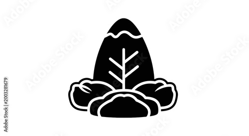 Black and white mushroom illustration.