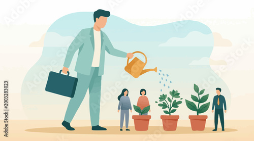 Quadro su tela Mentorship and Growth in Business: Leader Nurturing Employee Potential
