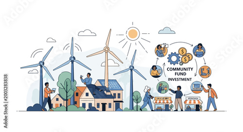 Community Renewable Energy Investment and Sustainable Development Concept