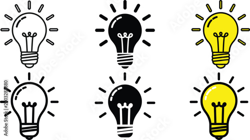 Doodle light bulbs a set of hand drawn icons representing ideas and innovation