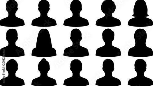 set of diverse human silhouettes representing teamwork and unity isolated on transparent background