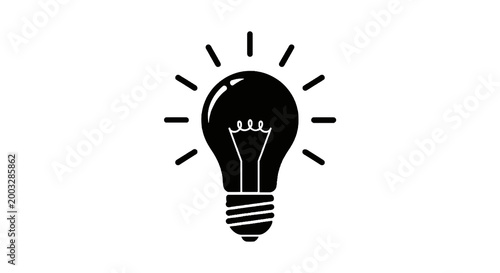 Black light bulb icon symbol.