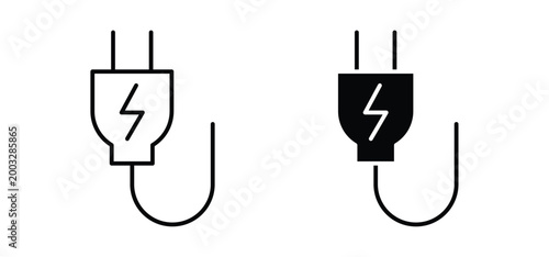 Plug icon editable stroke outline vectors. EPS10