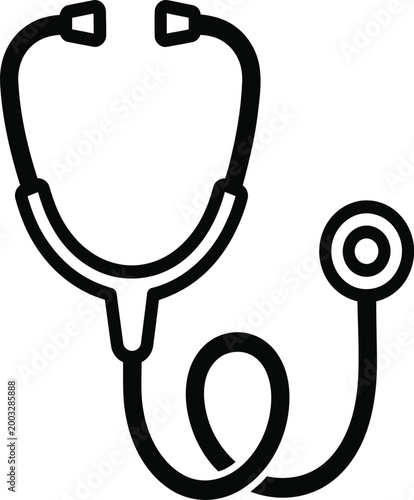 Professional Black Outline Stethoscope Icon for Medical and Healthcare Design