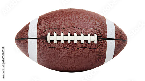 American football ball with laces isolated on transparent background