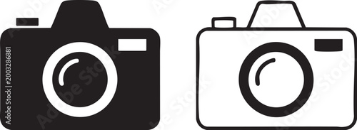 Flat Camera Icon Set, Photo Camera Vector Illustration in Modern Minimal Style