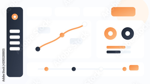 Business analytics dashboard interface with growth chart donut metrics orange SaaS admin panel template for reporting software finance teams
