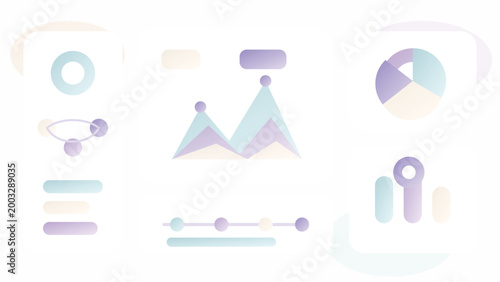 Analytics dashboard interface with area chart pie graph pastel SaaS admin panel template for reporting software systems
