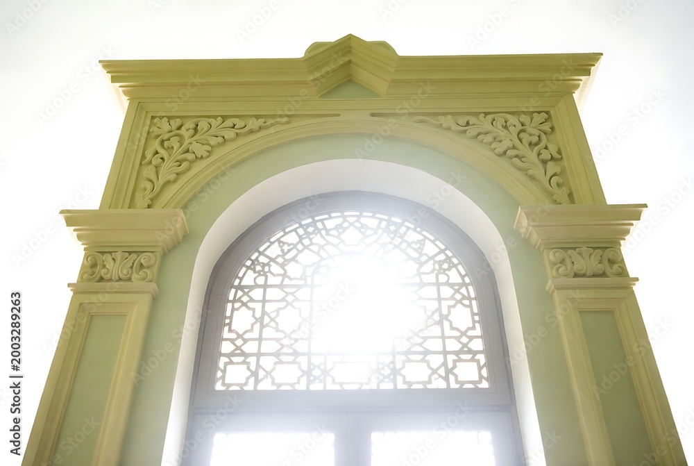 Fototapeta premium Green archway with white window