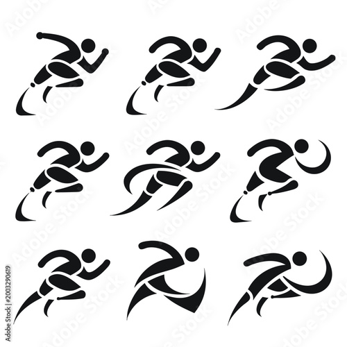 Professional Abstract Dynamic Running Prosthetic and Blade Runner Logo Set for Inclusive Branding