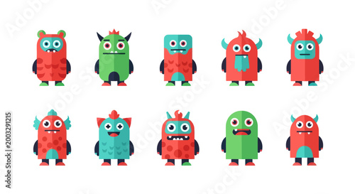 Colorful monster characters illustration