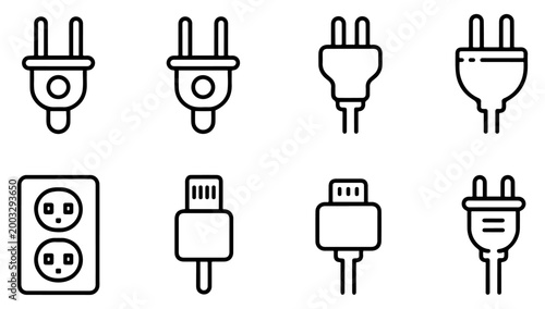 Tableau sur toile electrical plug outlet icon set vector international