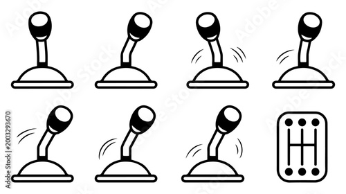 car manual transmission shifter icon set