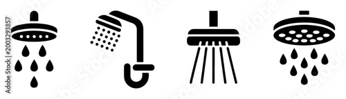 shower head bathroom icon set
