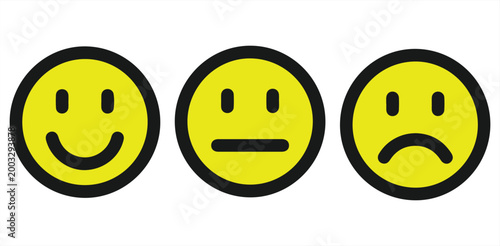 Mood Rating Emojis Happy Neutral Sad Faces Mental Health Emotions