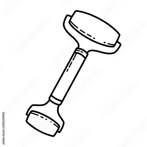 Face massager line art hand drawn outline isolated on white