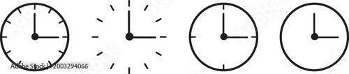 Minimal clock icon set for time management concept, modern line style time symbols for business productivity and scheduling UI app design