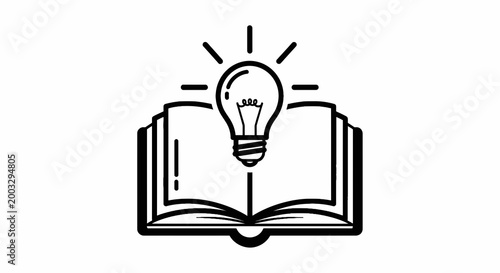 Light Bulb Over Open Book Icon.