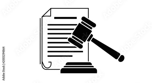 Gavel and legal document icon.