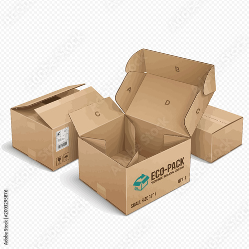 Open cardboard boxes for shipping and moving