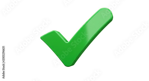 Green checkmark symbol on transparent background 3d illustration for approval and confirmation