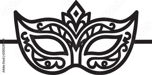 Quadro su tela An intricate masquerade mask, artfully crafted with delicate lines and elegant details, ready to evoke mystery, allure, and the spirit of celebration