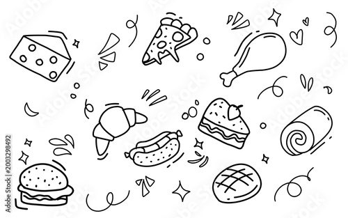 Fast food flat icon set