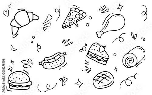 Fast food flat icon set
