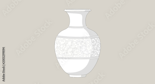 Elegant white ceramic vase with intricate floral patterns