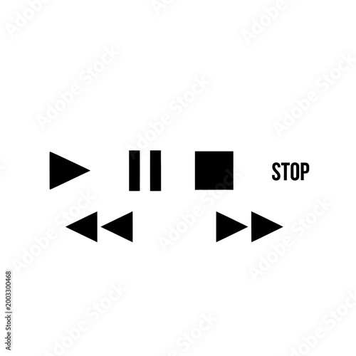 Canvastavla Black media player control icons set
