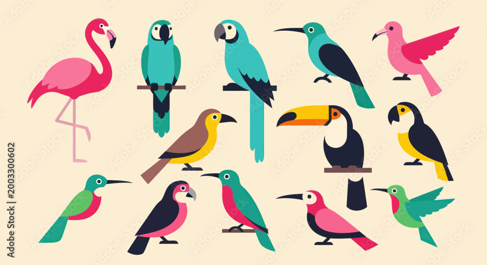 Fototapeta premium Colorful tropical bird vector illustration