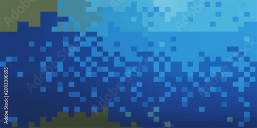 Abstract blue geometric background featuring a seamless mosaic pattern of square tiles and digital vector shapes for a modern business technology wallpaper design
