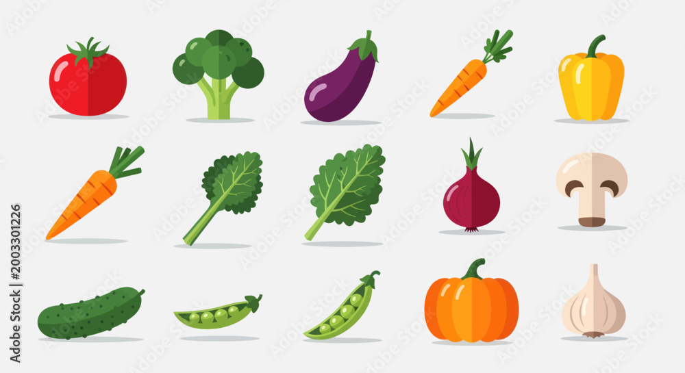 Fototapeta premium Colorful vector illustrations of fresh vegetables