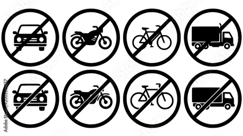 Vector illustration set of various restricted vehicle traffic signs