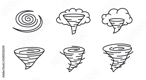 Photos Tornado and Hurricane Line Art Icon Set for Weather and Disaster Design