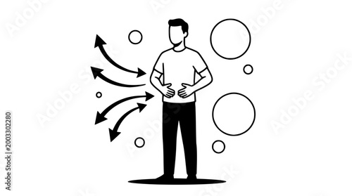 Man holding his stomach while experiencing digestive health issues