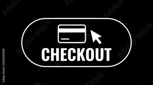 White vector checkout button with credit card and mouse cursor