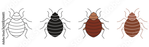 Bedbug icon Set Multiple Style Collection. Vector illustration