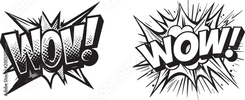 comic book style graphic displays surprised abbreviation wow exclamation vector illustration 