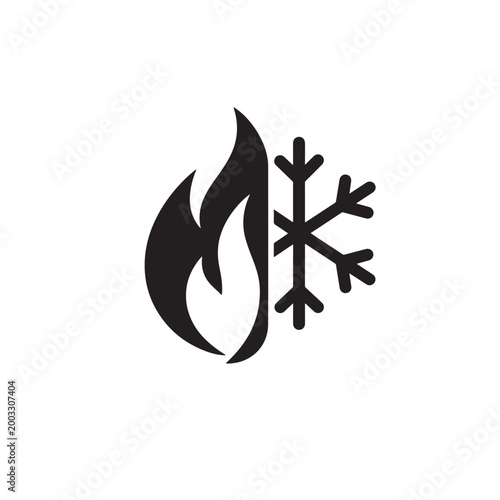 Heat and Freeze Icon – Flame and Snowflake Hot Cold Temperature Symbol Vector
