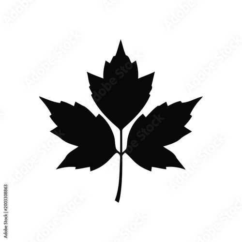 Maple Leaf Silhouette Icon – Bold Black Autumn Foliage Vector