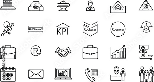 Set of business and management line icons
