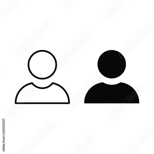 Silhouette and outline person icons side by side