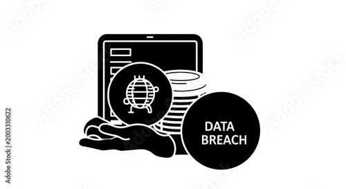 Data Breach Cyber Security Concept Icon.
