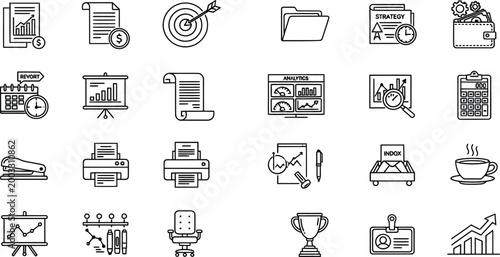 Set of hand drawn business and office icons