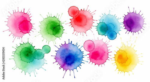 Colorful virus, bacteria, microbe icons, vibrant gradient illustrations, scientific symbols