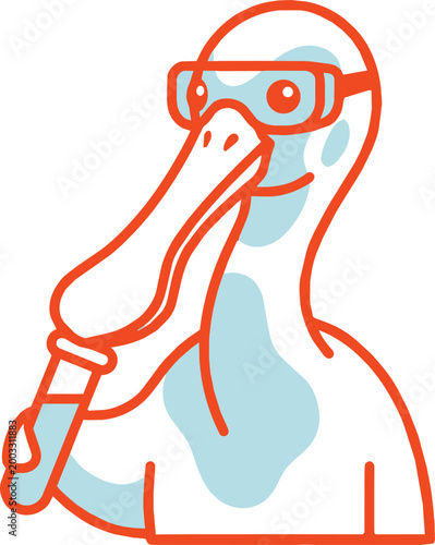 Spoonbill scientist holding test tube bicolor art