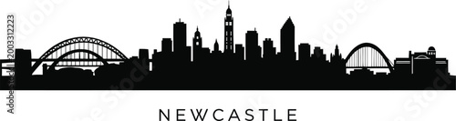 Newcastle skyline silhouette against white background high quality