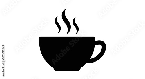 Hot Coffee Cup with Steam Rising.