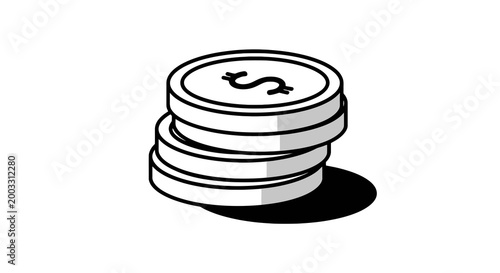 Stack of coins with dollar sign.